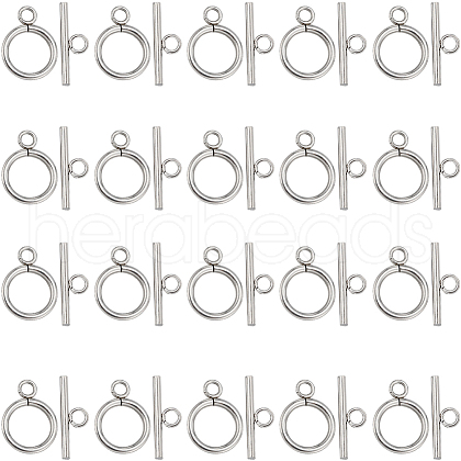 SUNNYCLUE 40Pcs 304 Stainless Steel Ring Toggle Clasps STAS-SC0007-42B-1