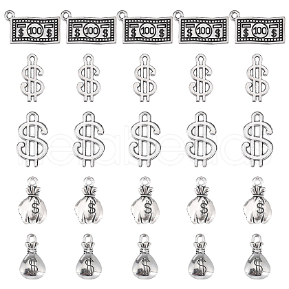 SUNNYCLUE 80Pcs 5 Style Tibetan Style Zinc Alloy Pendants TIBEP-SC0002-46-1