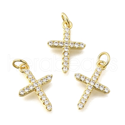 Brass Micro Pave Cubic Zirconia Pendants KK-U072-13G-1