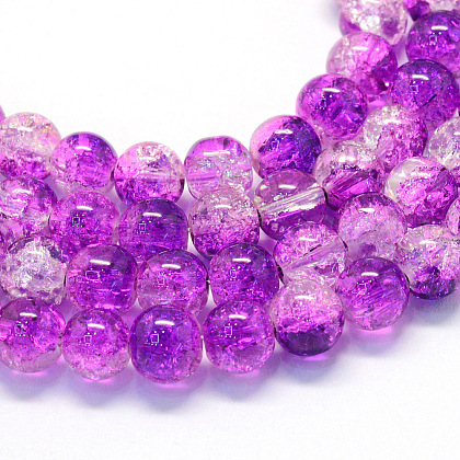 Baking Painted Transparent Crackle Glass Round Bead Strands DGLA-Q018-4mm-24-1