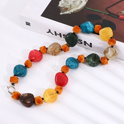 Bohemian Resin Beaded Neckalces NJEW-C072-03-1