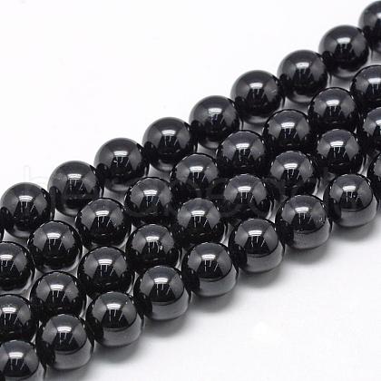 Natural Black Tourmaline Beads Strands G-R446-8mm-19-1