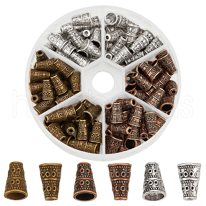 GOMAKERER 120Pcs 3 Colors Tibetan Style Alloy Bead Cone FIND-GO0003-34-1