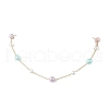 Round Shell Pearl & 304 Stainless Steel Handmade Link Chain Necklaces NJEW-JN05301-02-2