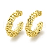 Brass Square Beaded Cuff Earrings EJEW-L270-002G-1
