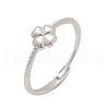 Clover Sterling Silver Adjustable Finger Rings for Women RJEW-B128-06-4
