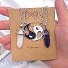 2Pcs Glass Double Faceted Pointed Bullet Pendant Couple Necklaces with Yin-Yang Charms FS-WG058EE-08-1