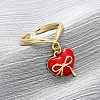 Brass Enamel Open Cuff Rings for Women RJEW-U057-14A-G-1
