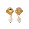 304 Stainless Steel Plastic Pearl Dangle Stud Earrings EJEW-G422-01G-03-2