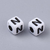 White Opaque Acrylic Beads X-MACR-R869-02N-2
