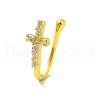 Clear Cubic Zirconia Cross Clip on Nose Rings AJEW-F059-11G-1
