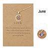 Moon & Star Alloy Rhinestone Birth Stone Pendant Necklaces WG0039E-06-1