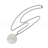 304 Stainless Steel Flat Round with Boy Pendant Box Chain Necklaces for Women Men NJEW-R013-05P-4