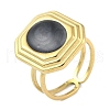 Ion Plating(IP) 304 Stainless Steel Enamel Octagon Cuff Finger Rings RJEW-L107-069G-02-1