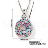 Brass Pave Colorful Cubic Zirconia Letter Pendant Box Chain Necklaces NU0575-41-1