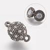 Alloy Rhinestone Magnetic Clasps with Loops X-RB-H116-2-B-2