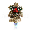 Christmas Bell Zinc Alloy Rhinestone Brooches for Backpack Clothes XA4051-1-1