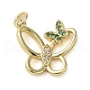 Brass Micro Pave Clear Cubic Zirconia Pendants KK-U005-01K-G-1