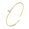 Rack Plating Brass Micro Pave Clear Cubic Zirconia Letter Open Cuff Bangles BJEW-A018-01G-R-1