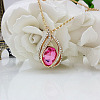 Teardrop Alloy Crystal Rhinestone & Glass Pendant Necklaces for Women FS-WGA4344-07-1
