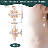 Beebeecraft 8Pcs Brass Pave Clear Cubic Zirconia Connector Charms KK-BBC0014-64-2