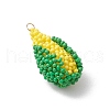 Glass Seed Beaded Corn Pendants PALLOY-GD00001-3