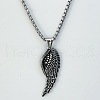 3Pcs Fashionable Retro Stainless Steel Punk Hollow Feather Wing Pendant Box Chain Necklaces for Men OZ1327-2-1