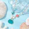 2Pcs 2 Colors Summer Spray Paint & Electroplate Sea Shell Pendants Necklaces NJEW-JN05182-4