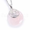 Natural Rose Quartz Pendant Necklaces NJEW-P228-A09-1