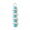 Synthetic Turquoise Round & Natural Freshwater Shell Disc Beaded Pendants PALLOY-JF03987-02-1