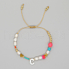 Initial Letter Natural Pearl Braided Bead Bracelet LO8834-03-1