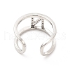 Clear Cubic Zirconia Initial Letter Open Cuff Ring RJEW-A012-01P-N-3