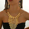 Elegant Middle Eastern Style Iron Flower Oval Tassels Earrings & Necklaces Sets for Women's Banquet IO3336-3