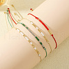 4Pcs 4 Colors Bohemian Style Adjustable Column Glass Seed Braided Bead Bracelet Set for Women Men JL5086-1