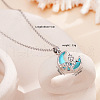 Brass Crystal Rhinestone & Resin Butterfly Moon Pendant Necklaces for Women FS-WG063FB-08-1