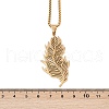 304 Stainless Steel Feather Pendant Necklaces NJEW-K283-12G-3