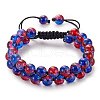 Sparkling Round Glass Braided Bead Bracelet BJEW-SW00082-12-1