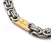 Ion Plating(IP) Two Tone 201 Stainless Steel Cross Link & Byzantine Chain Bracelet BJEW-B078-27GP-2