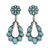 Alloy Synthetic Turquoise Dangle Stud Earrings EJEW-U053-12AS-4