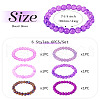 6Pcs 6 Styles 8mm Glass Round Beaded Stretch Bracelet Sets BJEW-TAC0022-12