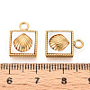 304 Stainless Steel Pave Natural White Shell Square with Shell Shape Charms STAS-N112-23A-G-3