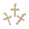 Rack Plating Brass Micro Pave Clear Cubic Zirconia Pendants KK-F853-01G-3