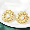 304 Stainless Steel Plastic Imitation Pearl Stud Earrings EJEW-U070-01G-3