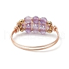 Natural Amethyst Beads with Solid Round Brass Beads and Eco-Friendly Copper Wire Rings RJEW-TA00184-01-4