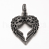 Antique Silver Plated 304 Stainless Steel Rhinestone Pendants STAS-M202-12B-1