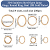 SUNNYCLUE 800Pcs 4 Styles 304 Stainless Steel Jump Rings STAS-SC0009-36-2