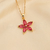 Plum Blossom Flower Brass Cubic Zirconia Pendant Necklaces for Women FS-WG57E4E-03-1