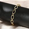 Brass Oval Link Chain Bracelets for Women Men BJEW-K273-15G-1
