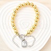 Round Brass Beads Charm Bracelets for Women BJEW-D317-05PG-1