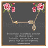 Brass Micro Pave Clear Cubic Zirconia Arrow with Letter Pendant Necklaces FS-WG43978-18-1